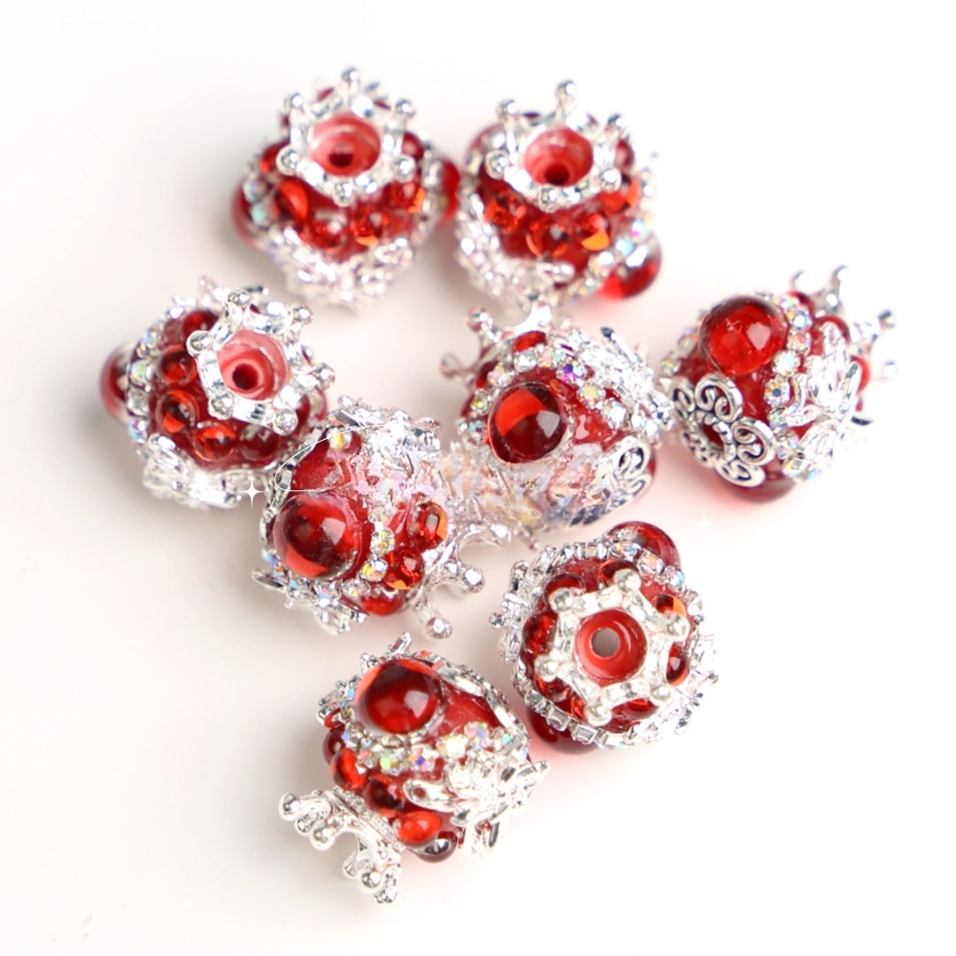 Wholesale Crown Cat Eye Acrylic Beads Diamond Chain Beads